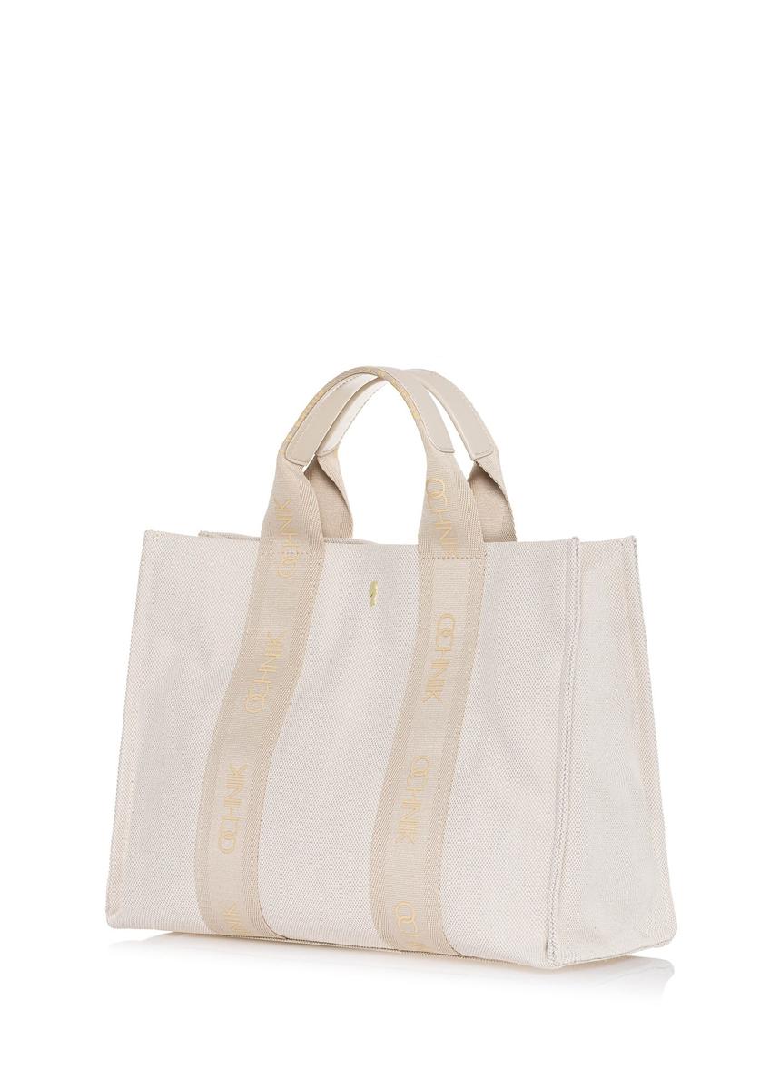 Cream women's tote bag TOREN-0288A-12(W25)