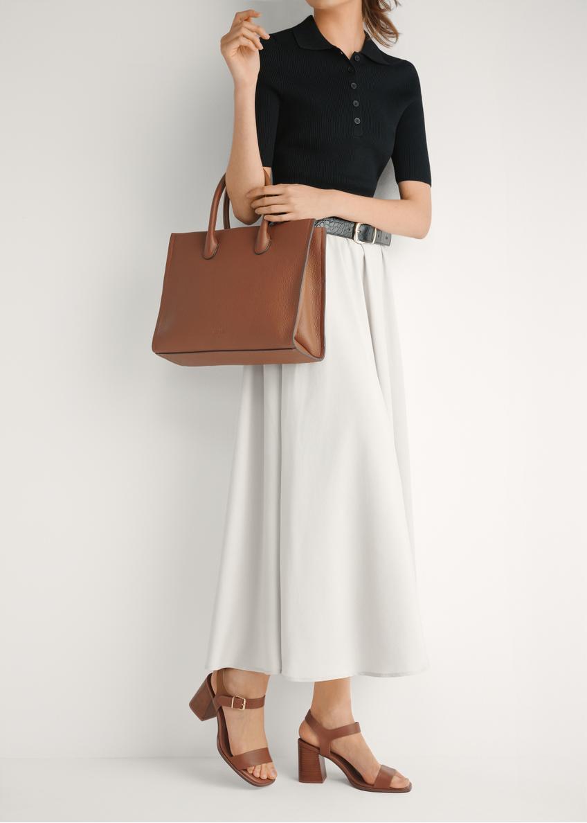 Women's brown leather sandals BUTYD-1178-1D(W26), side view of the product on the model's feet.