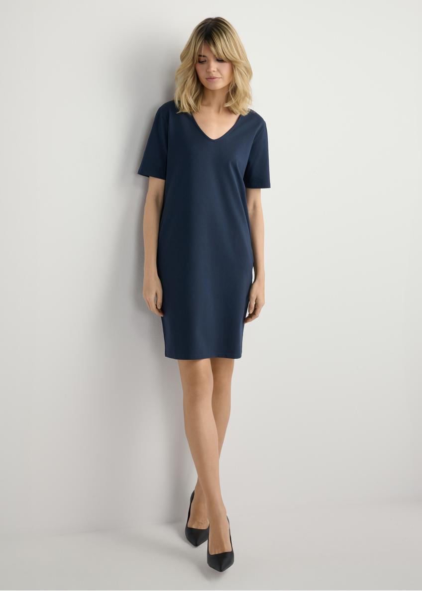 Navy blue cotton dress SUKDT-0185A-7E(W26)