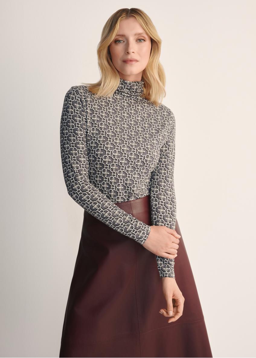 Gray monogram women's blouse LSLDT-0053-96(Z25)