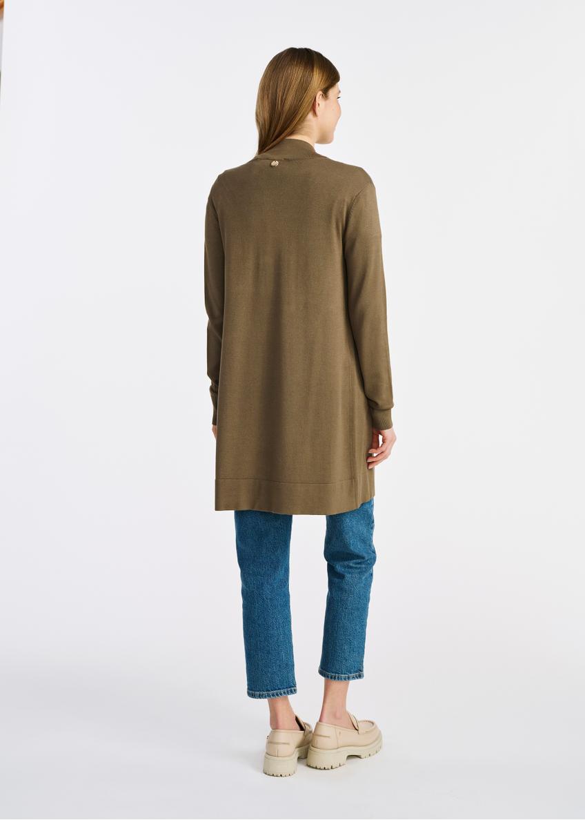 Long women's khaki cardigan KARDT-0050-55(W25)