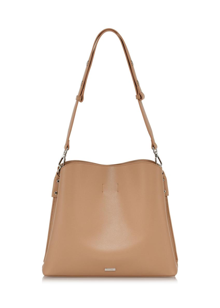 Beige women's shopper bag TOREC-0862A-81(Z24)-01