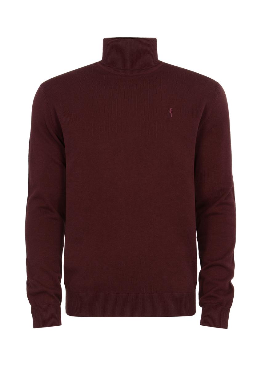 Maroon men's turtleneck sweater SWEMT-0095A-49(Z24)