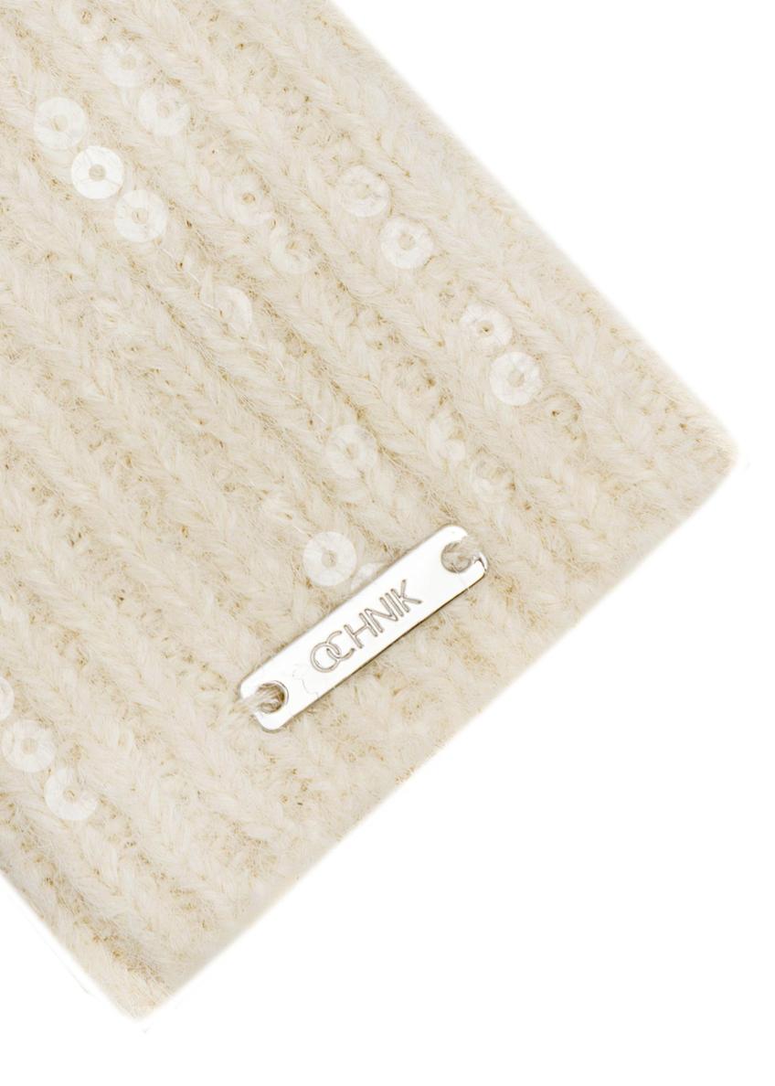 Beige women's gloves with a wool blend REKDT-0034-81(Z25)