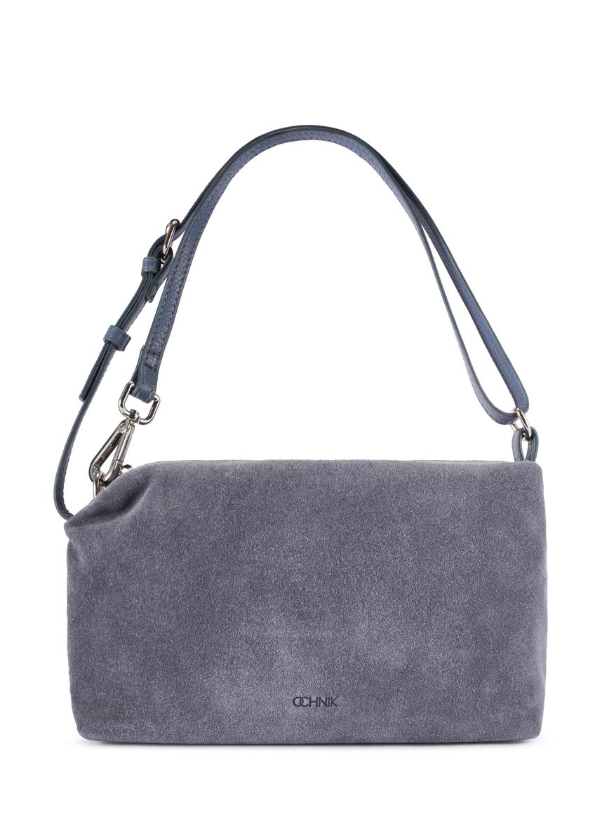 Navy blue suede women's handbag TORES-1249-7C(W26) - front product view, on white background.