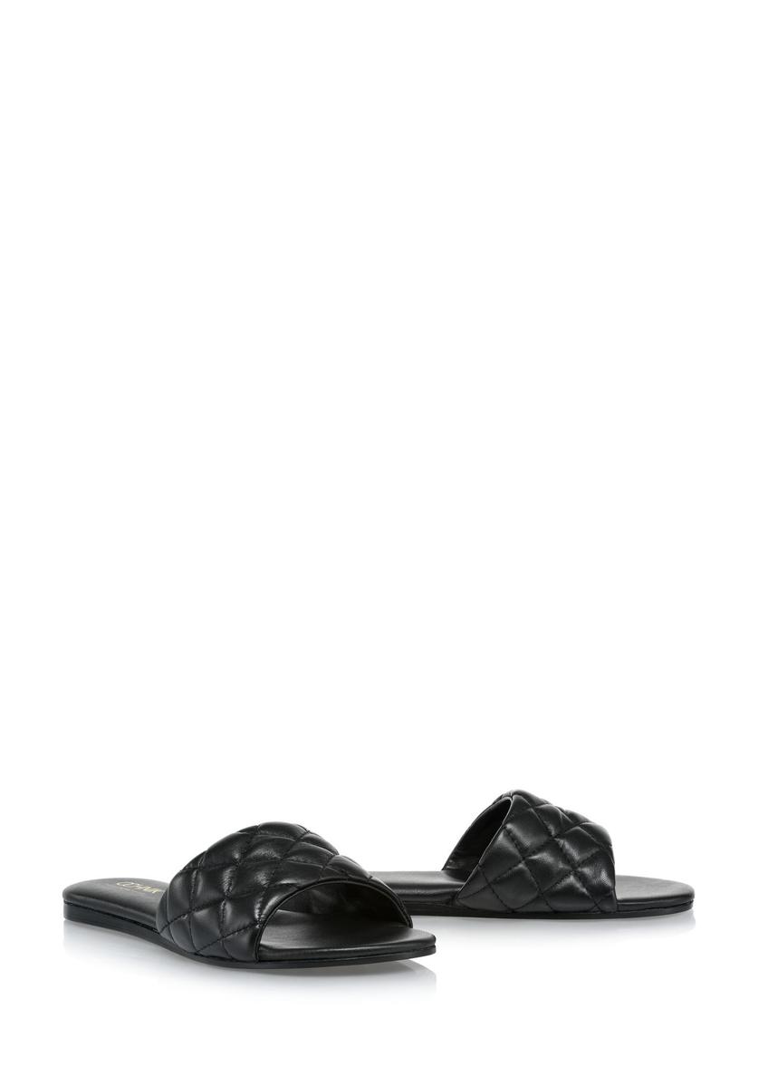 Leather black quilted flip-flops BUTYD-1066-99(W24)