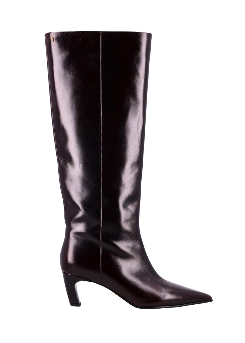 Women's leather boots in burgundy color BUTYD-1339-4E(Z26)