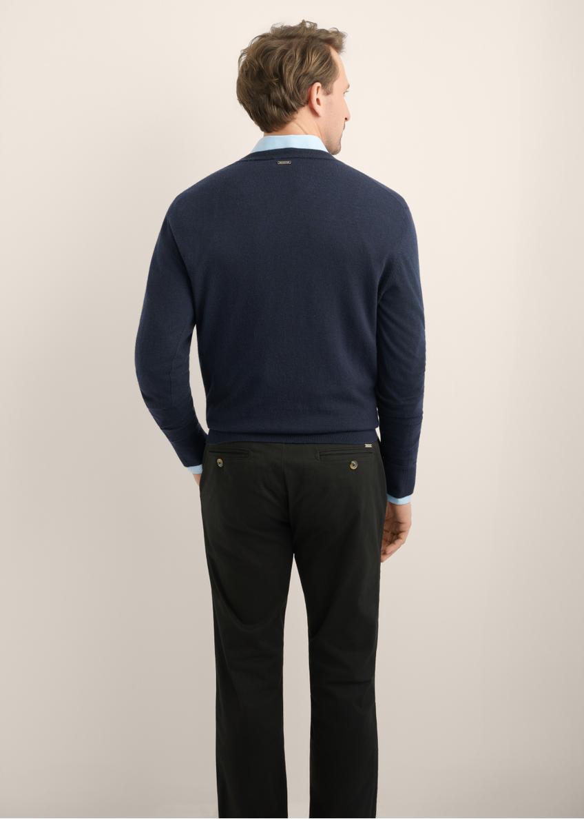 Dark navy blue wool men's sweater SWEMT-0200-7E(Z26)