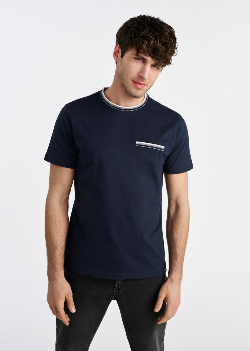 Navy blue men's cotton T-shirt TSHMT-0123-69(W25)-01