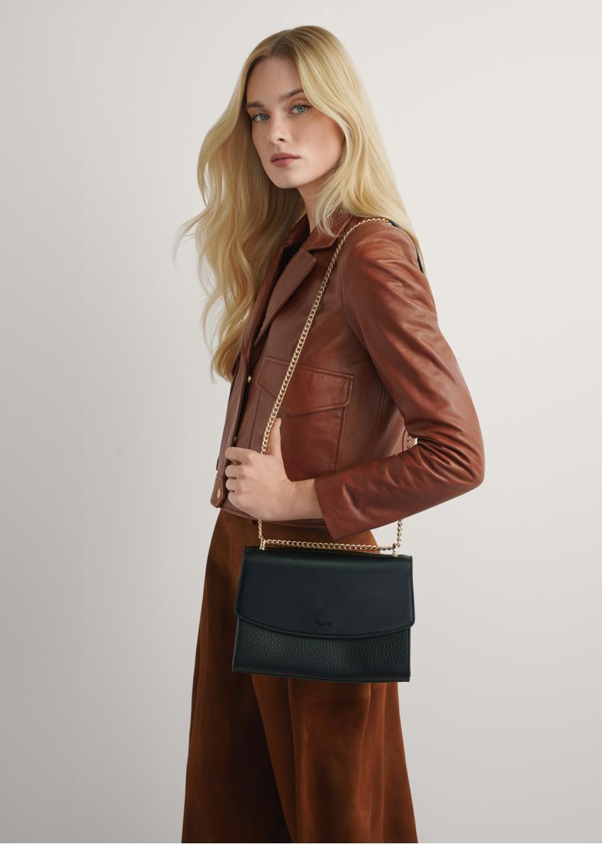 Black elegant women's messenger bag TOREC-1165-99(W26)