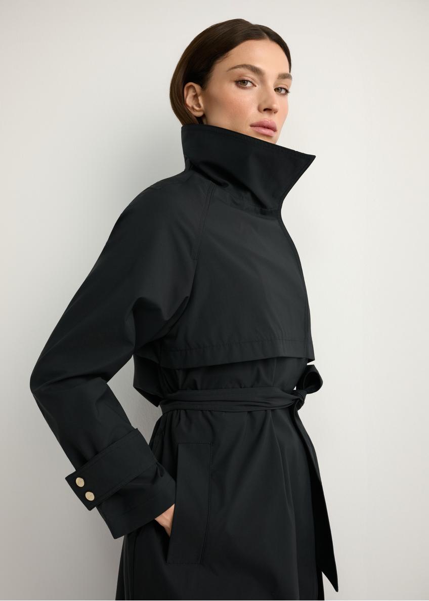 Black long women's coat KURDT-0653-99(W26)