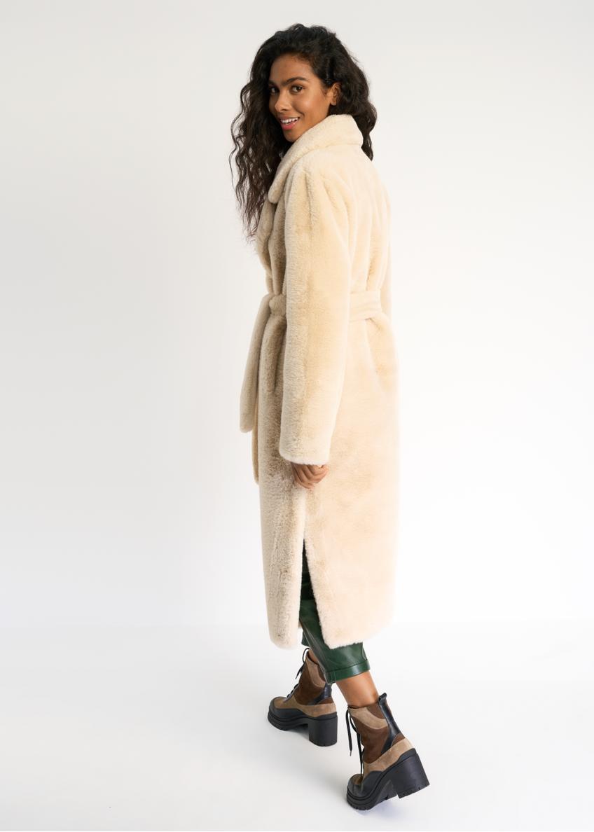 Women's artificial fur with belt FUTDP-0002-81(Z23)
