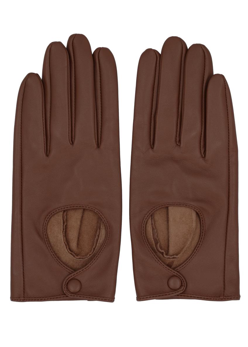 Camel leather women's gloves REKDS-0113-1D(Z26)