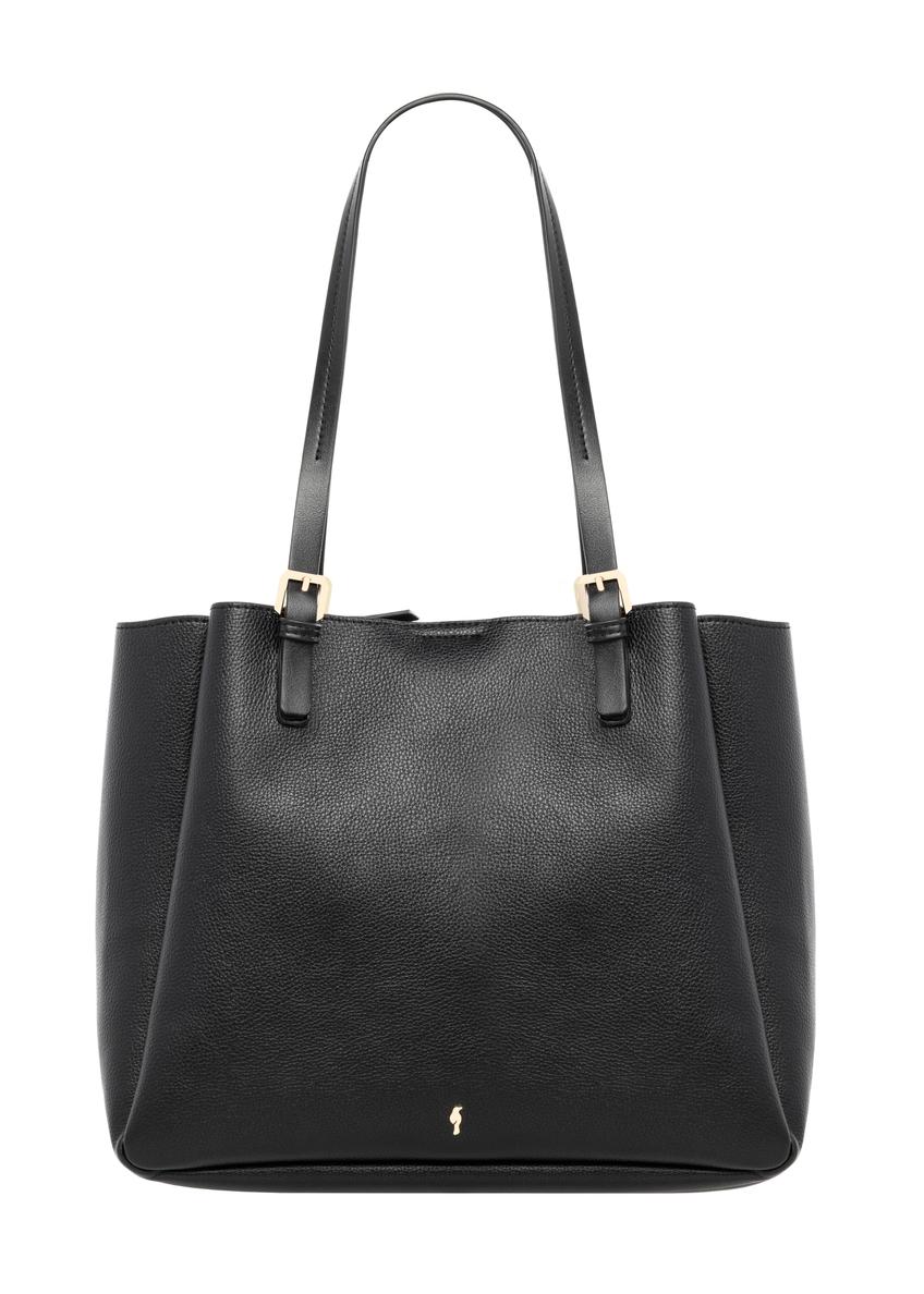 Black women's shopper bag TOREC-1344-9I(Z26) - front product view, on white background.