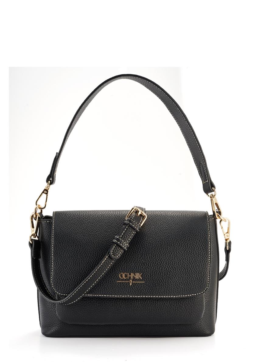 Black women's shoulder bag TOREC-1063-9I(Z26) - front product view, on a white background.
