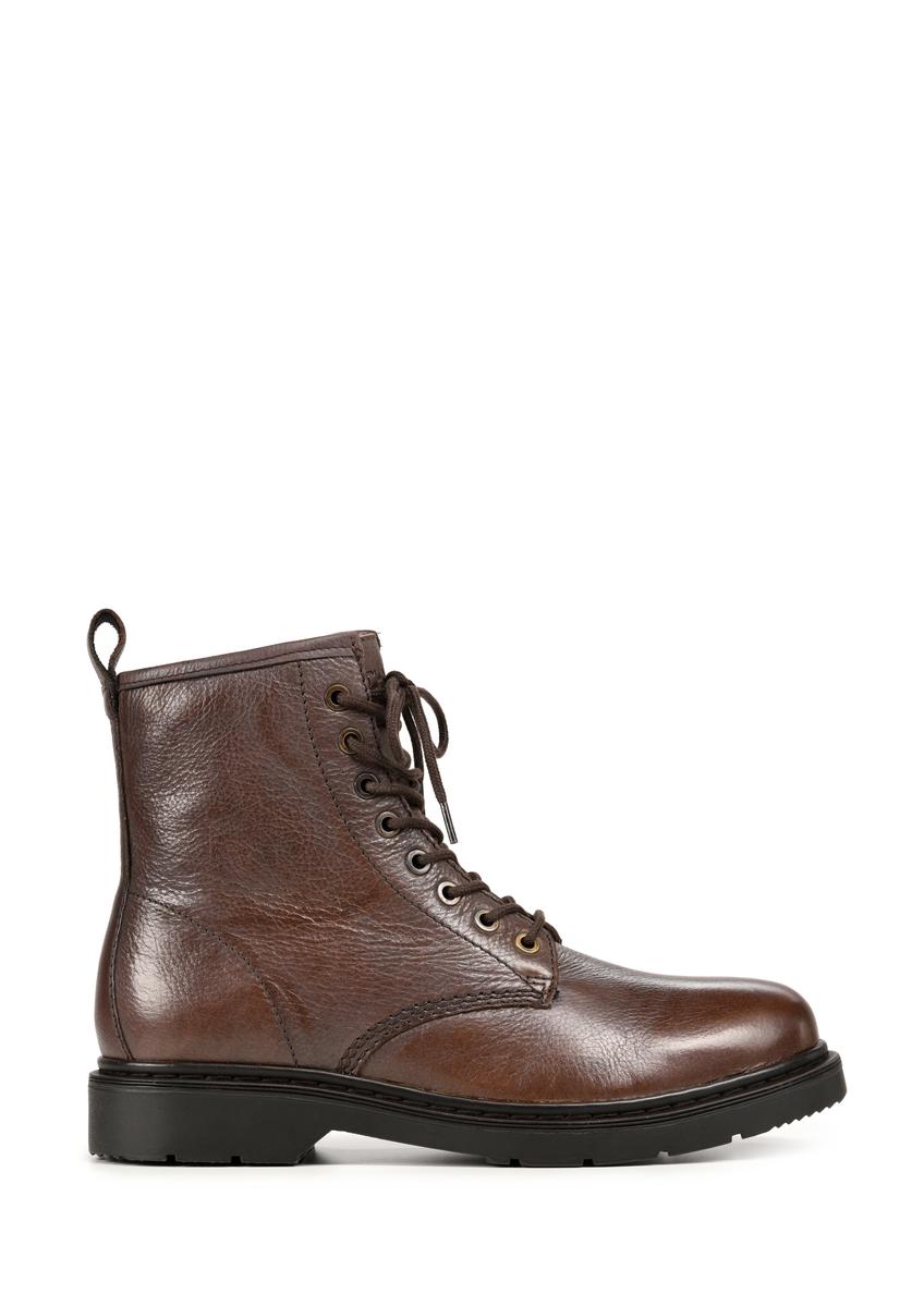 Men's brown leather ankle boots BUTYM-0517-89(Z25)