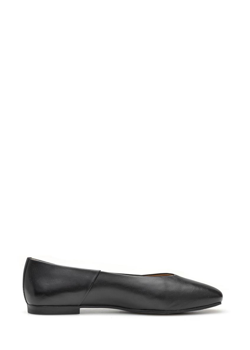 Women's black leather ballet flats BUTYD-1250-99(W26)