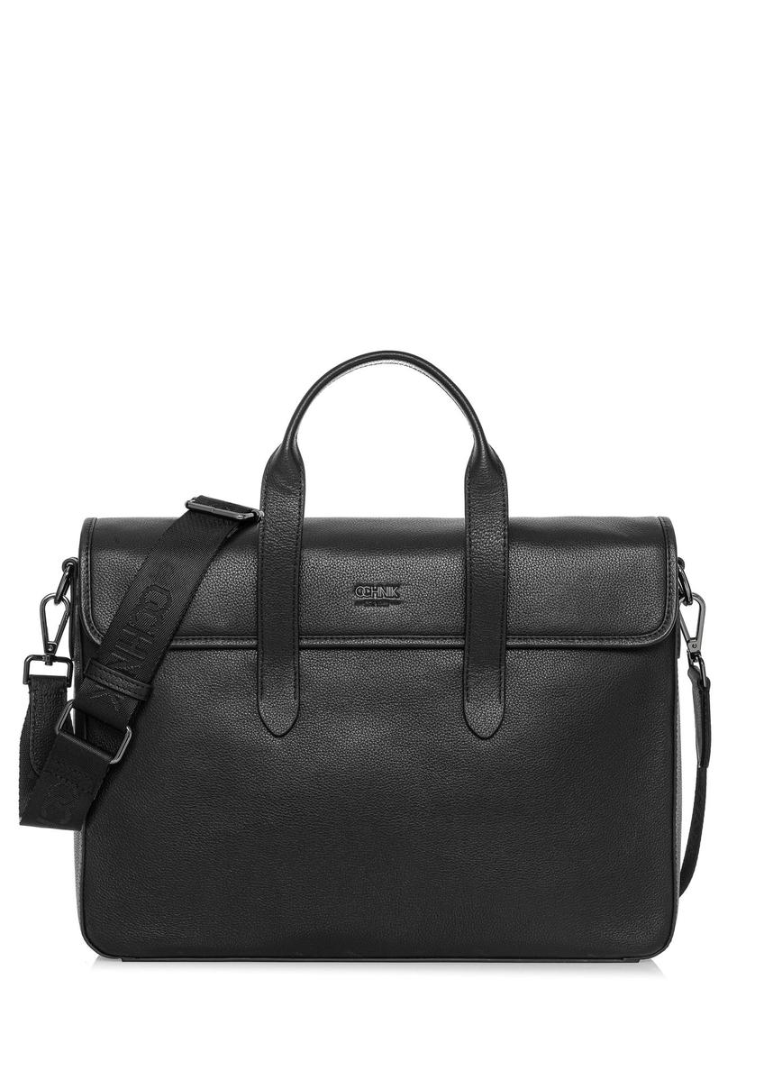 Black men's leather briefcase TORMS-0447-99(W25)