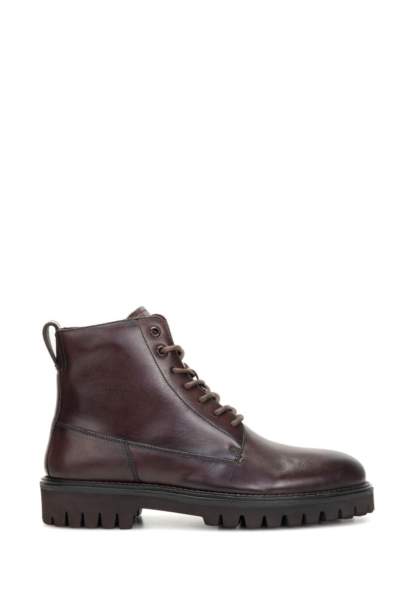 Men's brown leather ankle boots BUTYM-0507-89(Z25)
