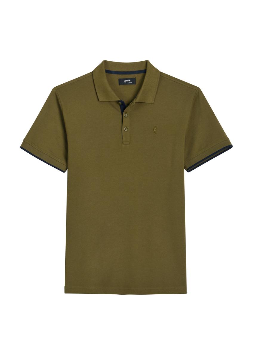 Khaki cotton polo shirt POLMT-0045B-8D(W26)