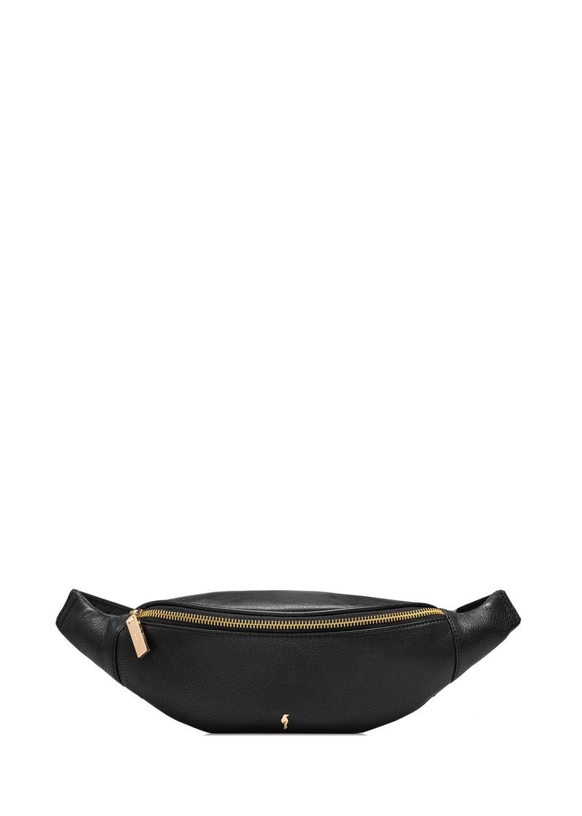 Women's leather black waist bag TORES-0970E-99(Z25) - front product view on white background.