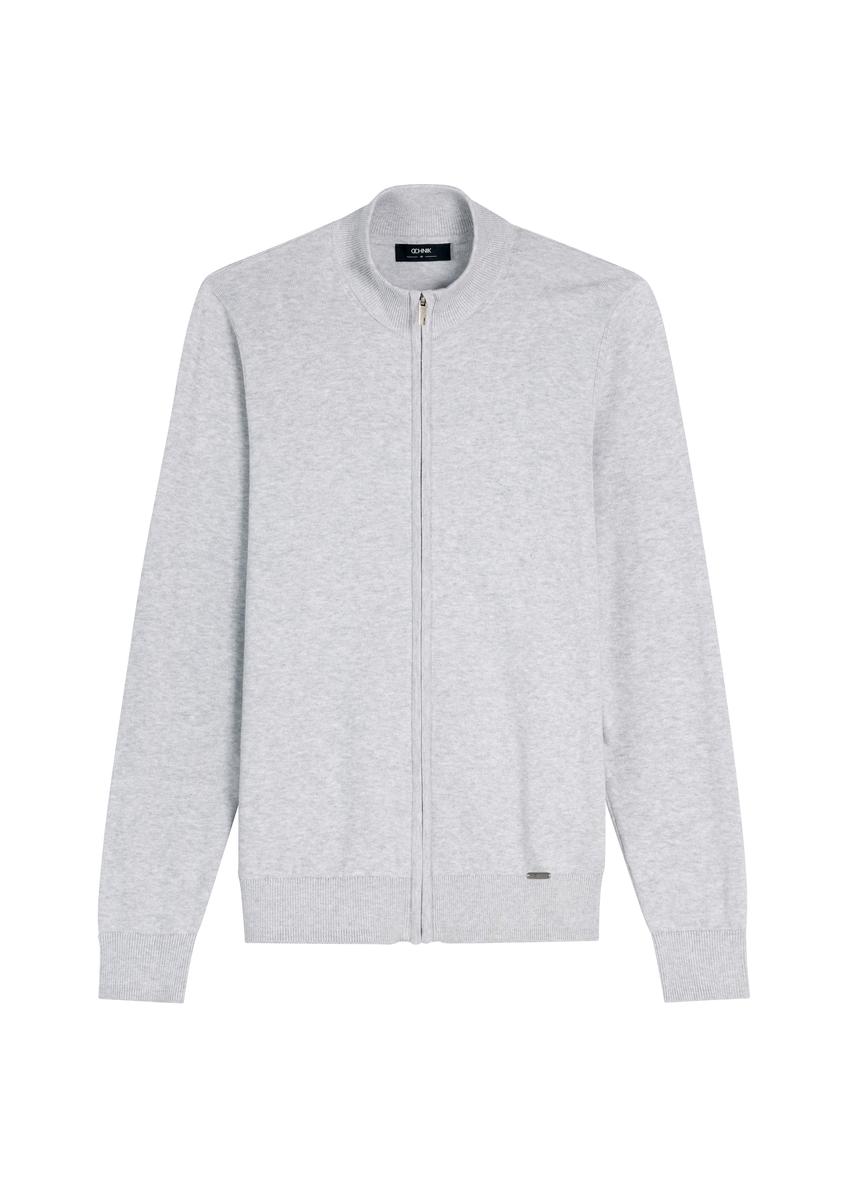 Light gray men's sweater with zipper SWEMT-0190-9A(W26)