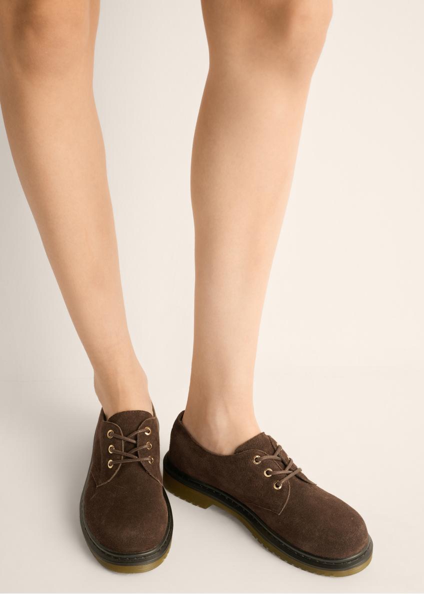 Dark brown suede women's shoes BUTYD-1353-1I(Z26)