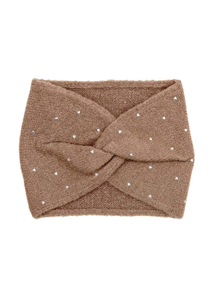 Camel women's headband with tie CZADT-0070A-1D(Z26) - front product view, on a white background.