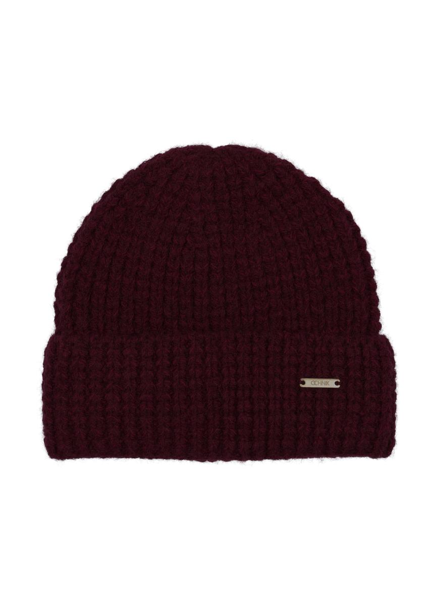 Burgundy women's wool hat CZADT-0204-4D(Z26), front product view on white background.