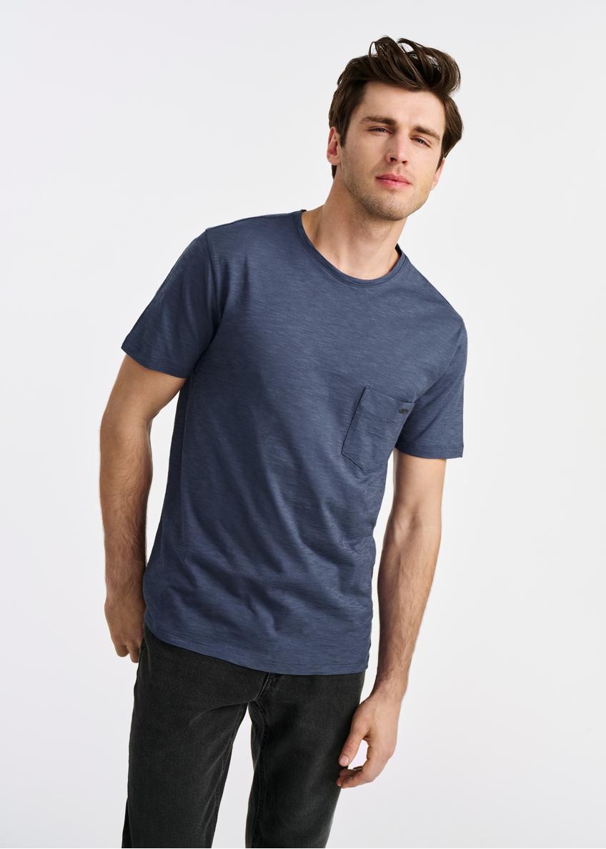 Navy blue cotton men's t-shirt TSHMT-0121-69(W25)-01