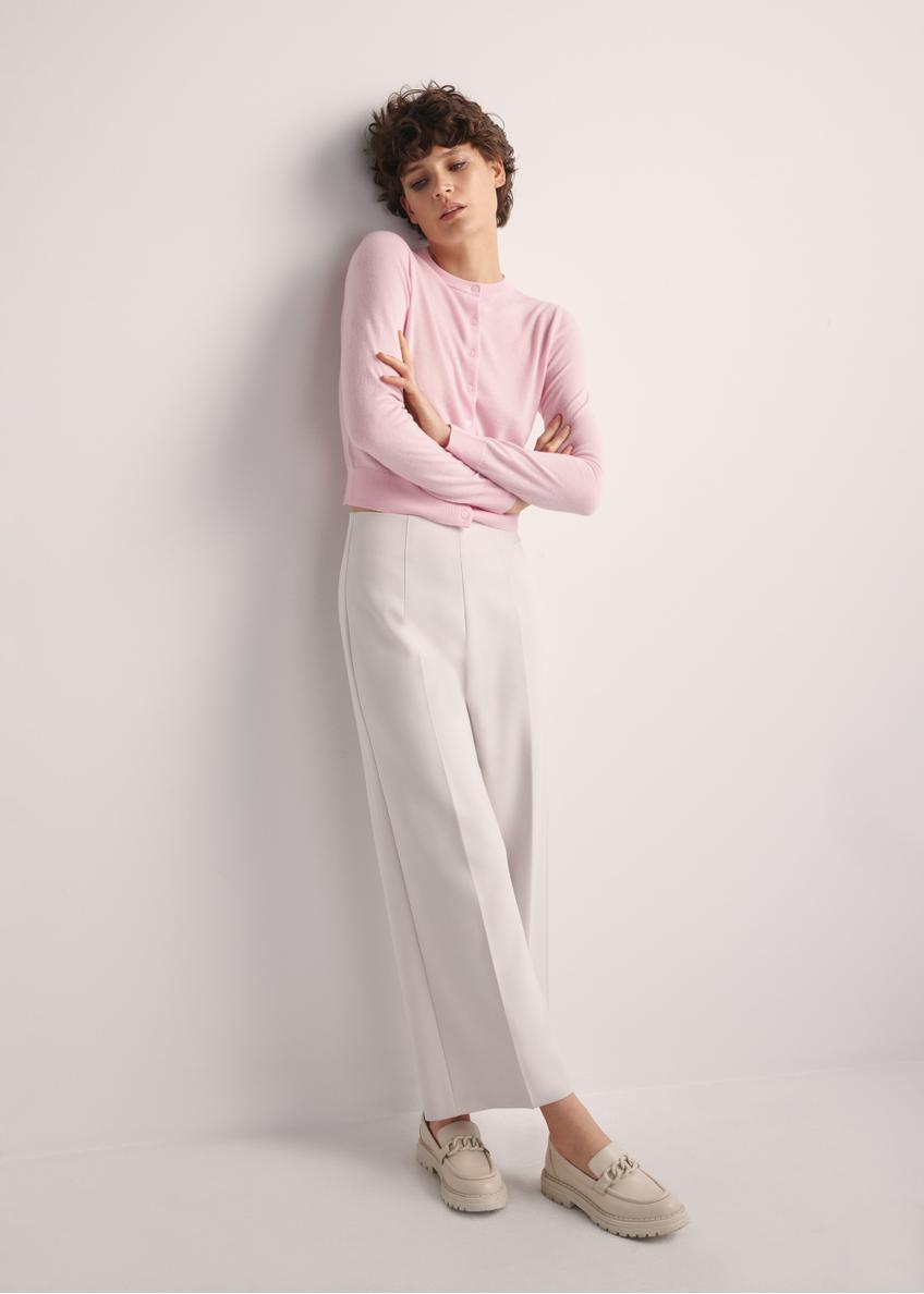 Women's woolen cardigan KARDT-0057-34(Z25), product photo from the front on a model, the entire silhouette is visible.