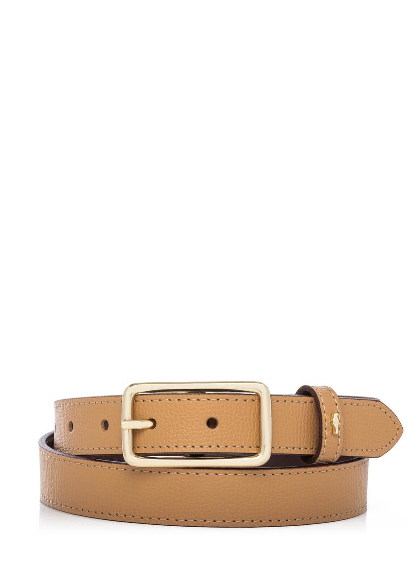 Beige women's leather belt PASDS-0307-1C(W26) - front product view, on a white background.