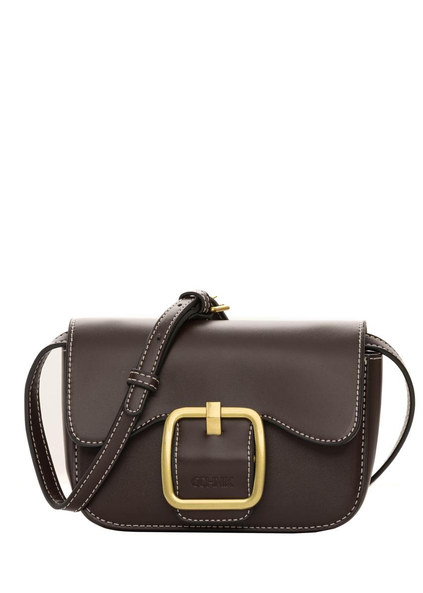 Small brown women's handbag with buckle TOREC-1383-1H(Z26)