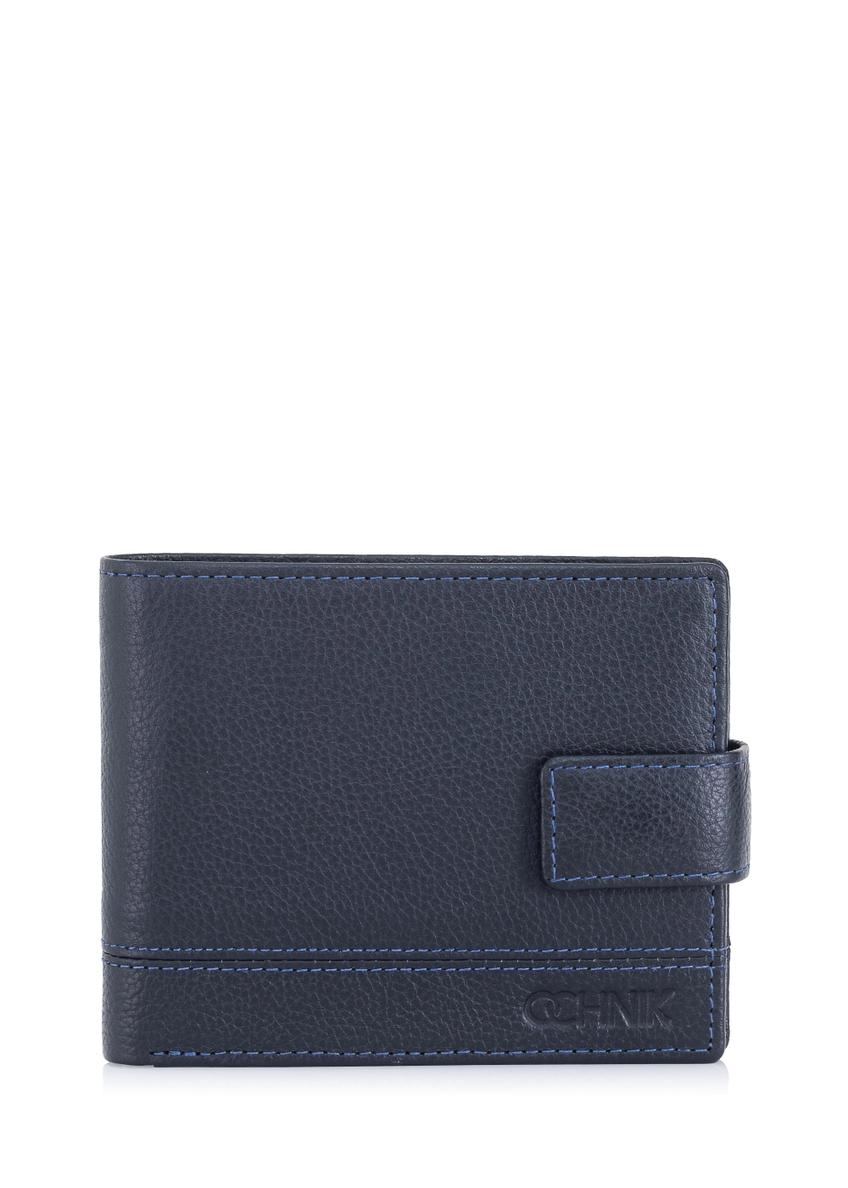 Men's navy blue leather wallet PORMS-0011-69(W24)-01