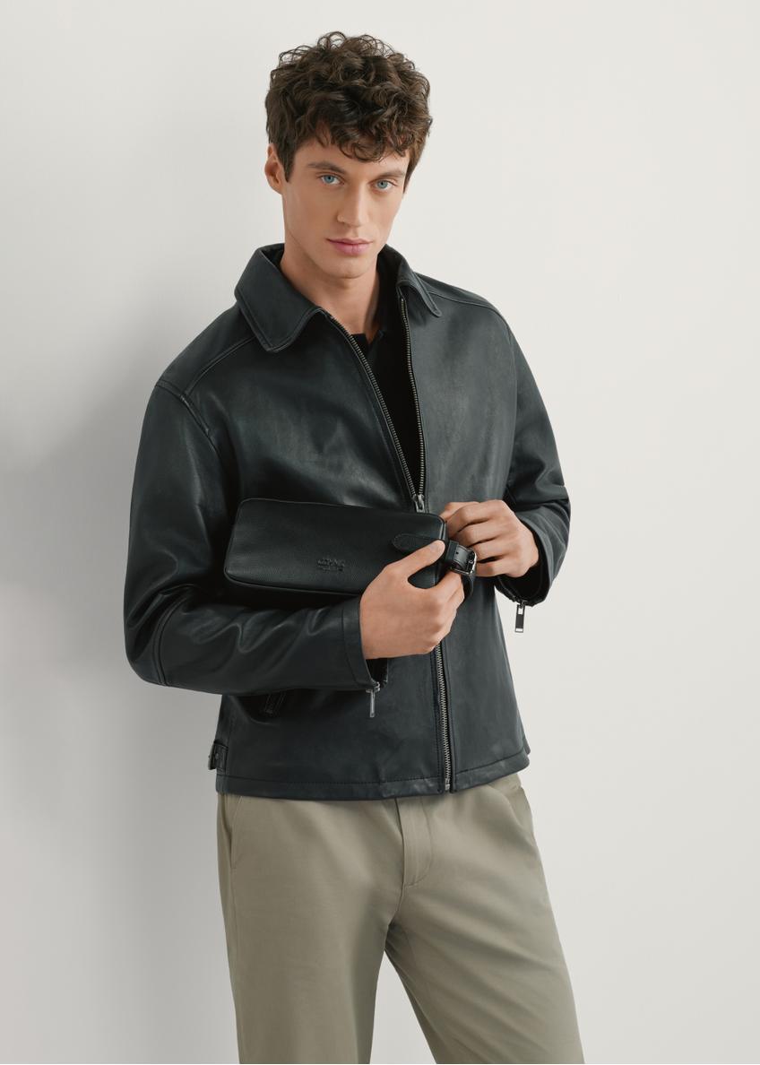 Black leather men's cosmetic bag TORMS-0412R-9I(W26)