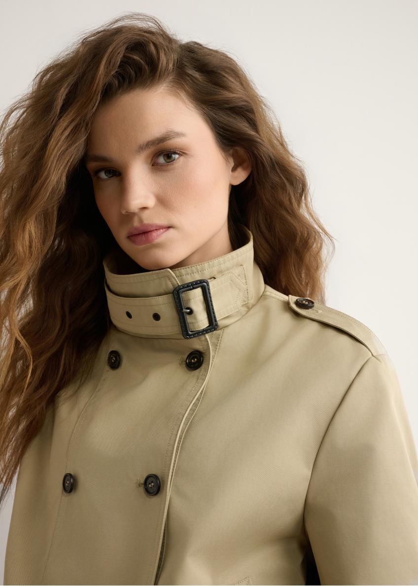 Beige short women's jacket KURDT-0657-1B(W26)