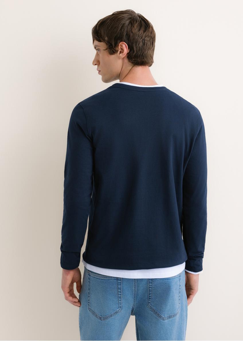 Men's dark navy cotton longsleeve LSLMT-0013-7E(Z26)