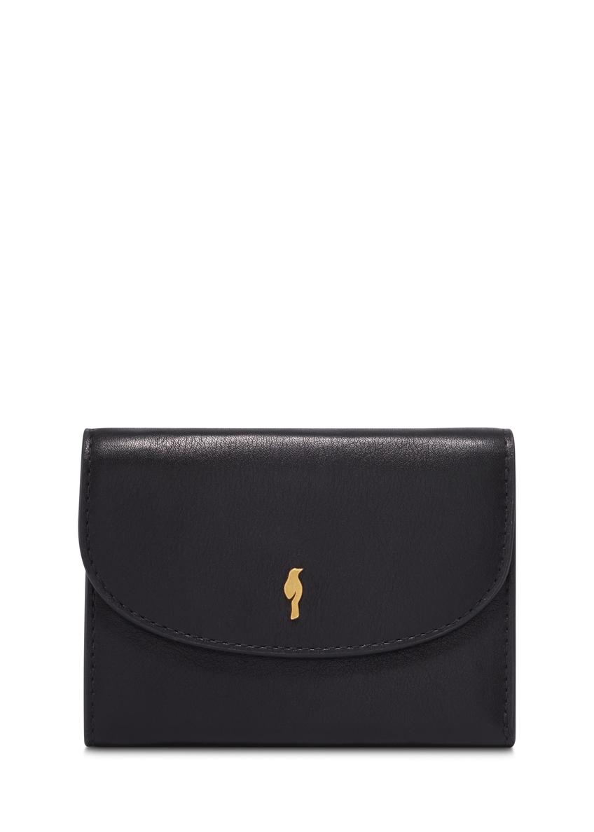Black leather women's wallet PORES-0996-99(Z26), front product view on white background.