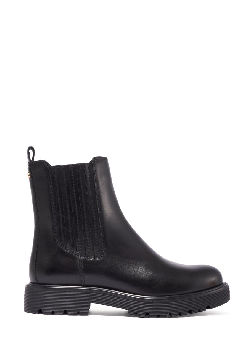 Women's black leather Chelsea boots BUTYD-1281-99(Z26), side view of the product on a white background.