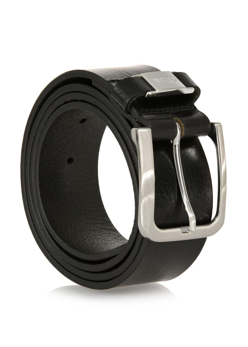 Black leather men's belt PASMS-0129C-99(W24)