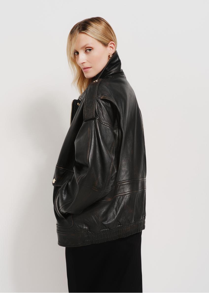 Women's Brown Leather Jacket KURDS-0496-2737(Z24)