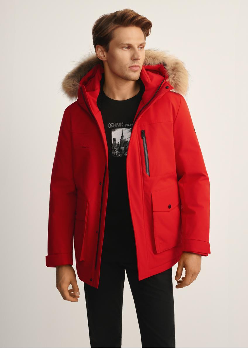 Red men's winter jacket KURMT-0396-42(Z25)