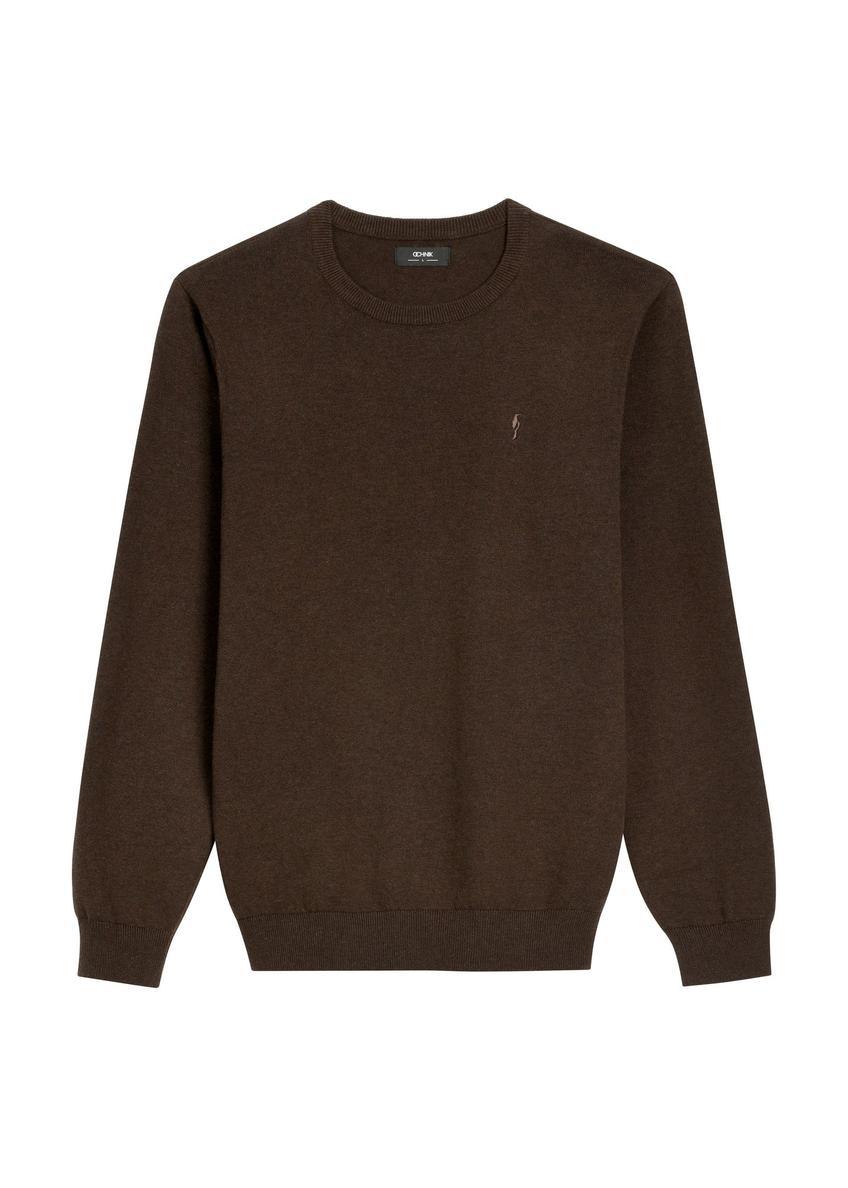 Brown cotton men's sweater SWEMT-0114A-1I(Z26)