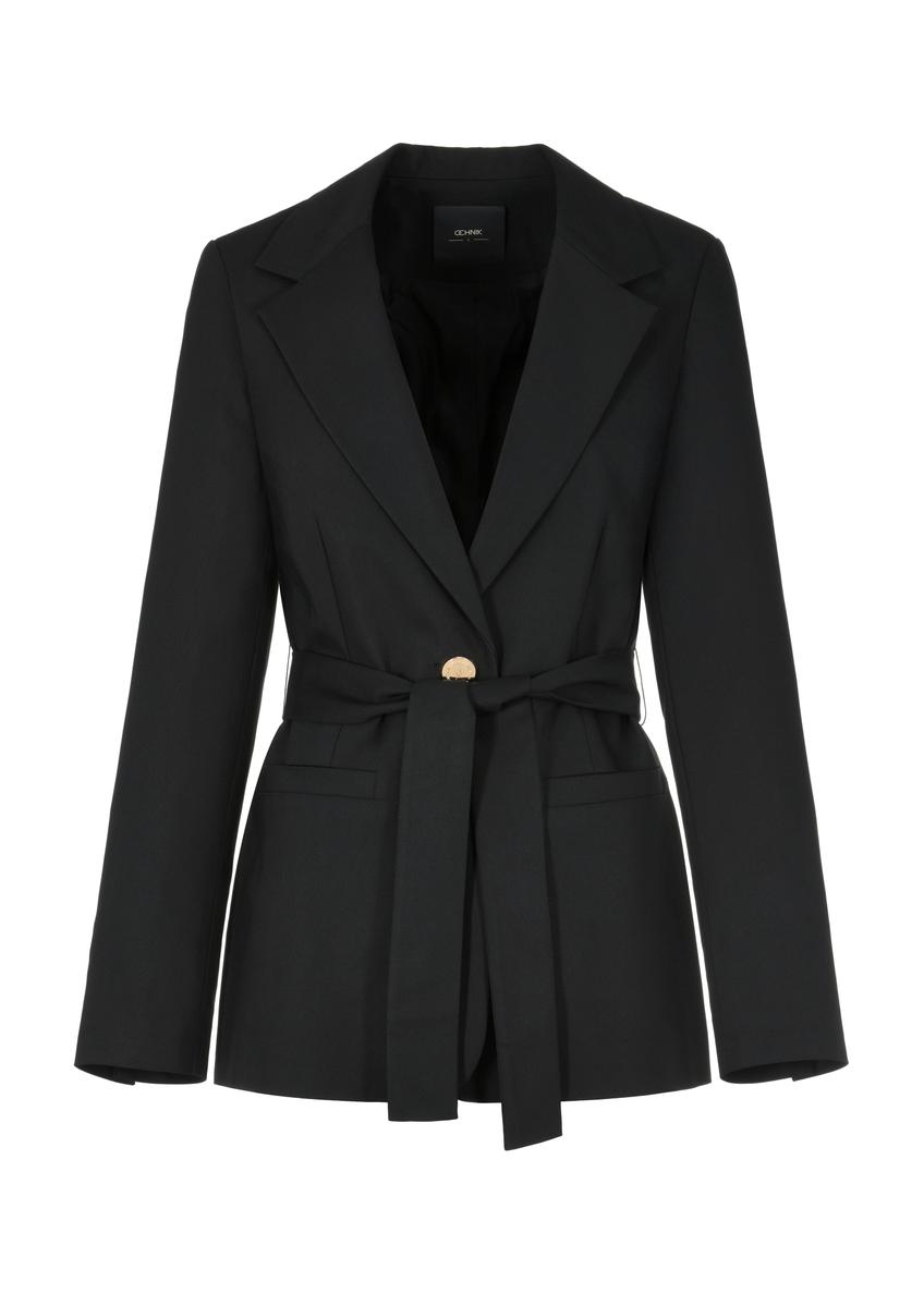 Women's black blazer with belt ZAKDT-0030-99(W25)