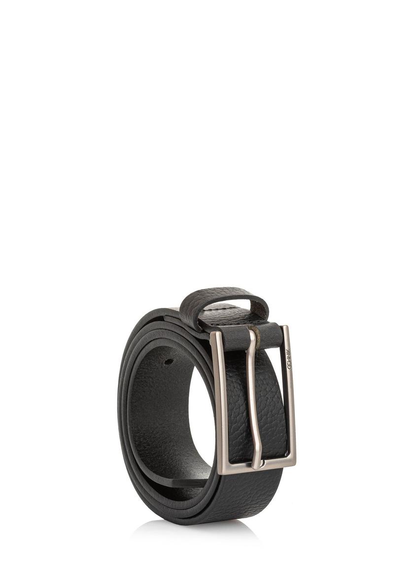 Black leather men's belt PASMS-0255-99(Z24)