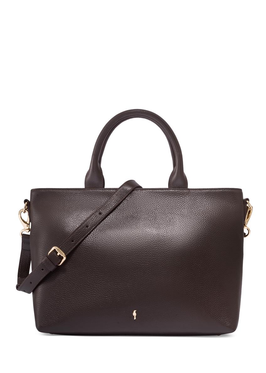Brown large leather women's handbag TORES-1158-1I(Z26), front product view on white background.