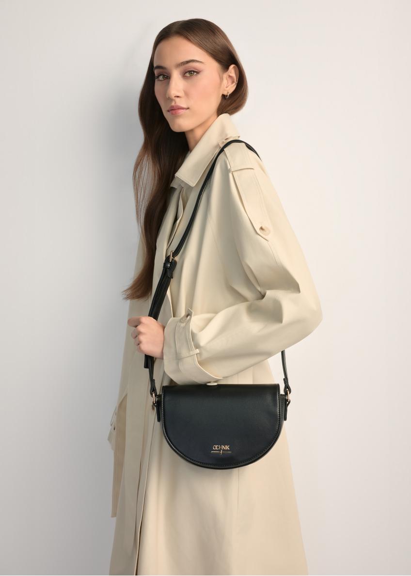 Black semi-circular women's messenger bag TOREC-1184-99(W26)