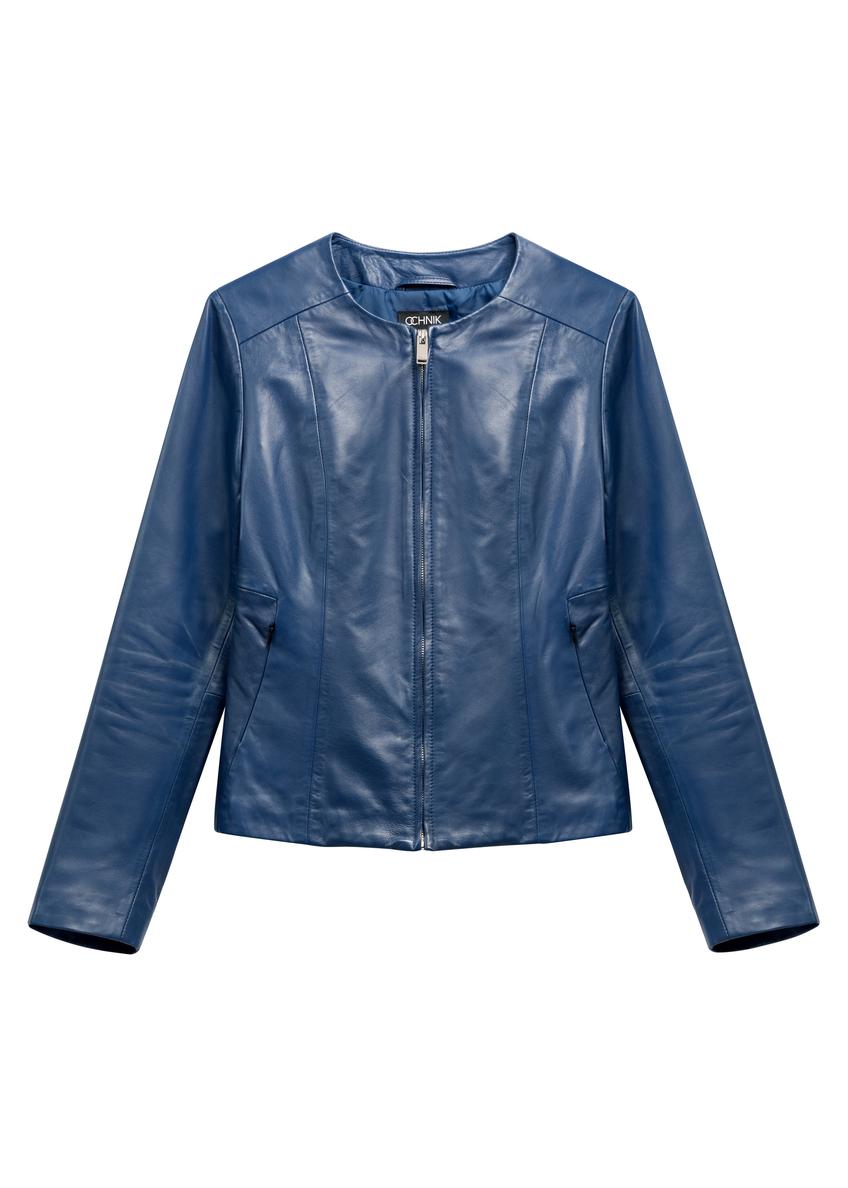 Navy blue women's leather jacket KURDS-0532-7D(W26)