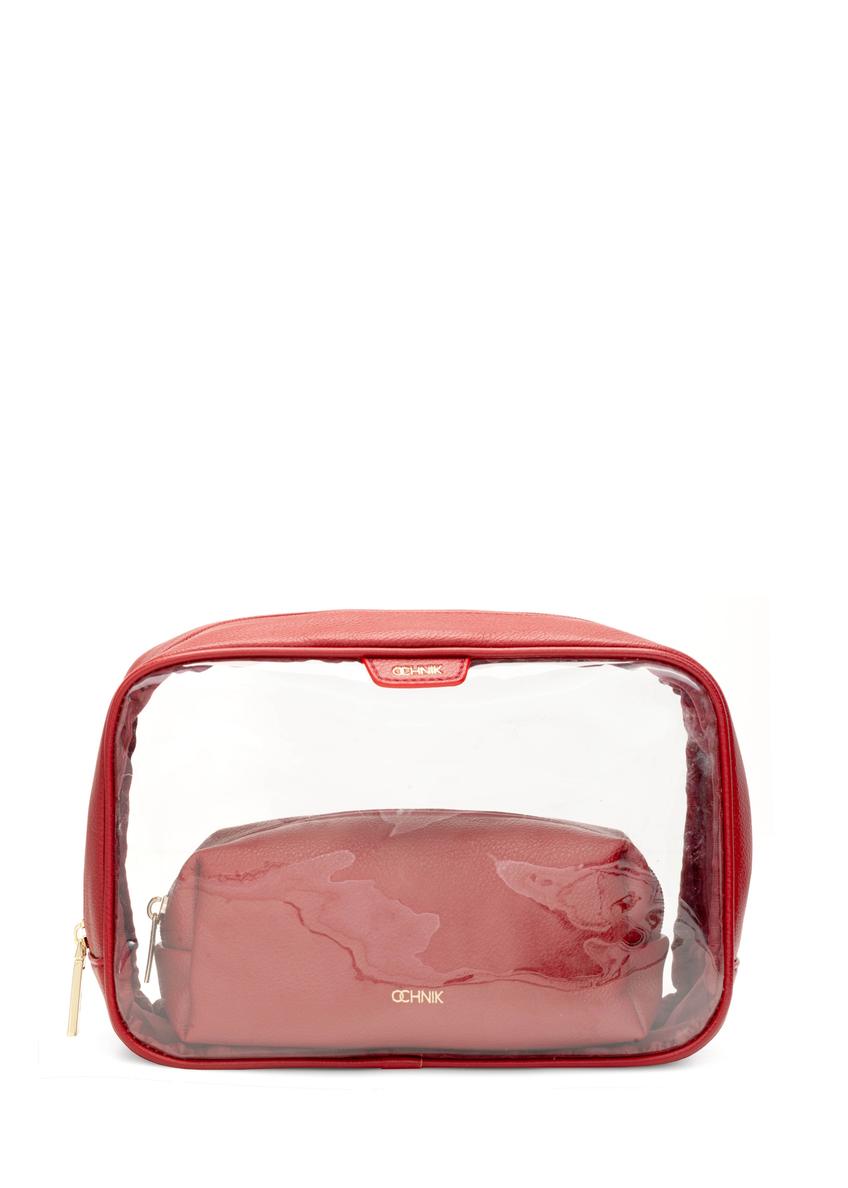 Large red two-piece women's cosmetic bag TOREC-0874A-41(Z25), front product view on white background.