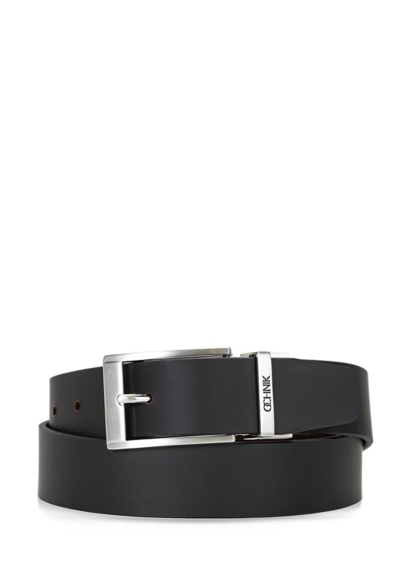 Leather black men's belt PASMS-0167C-99(W25)-06
